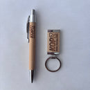 Kit Caneta e Chaveiro Personalizado Bambu